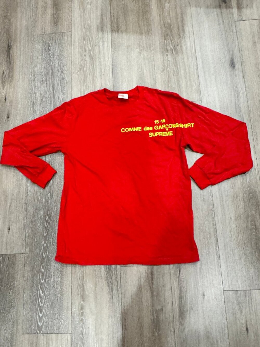 Supreme x Comme des Garçons SHIRT FW15 Long Sleeve Tee - Red - Size M